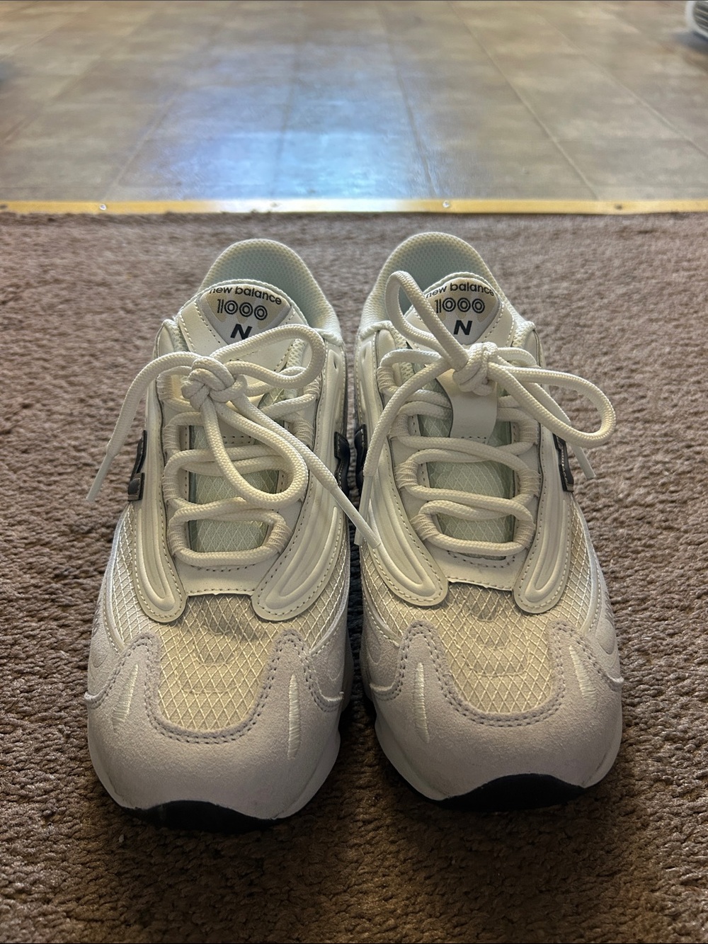 New Balance Kids White and Black Lace-Up Sneakers